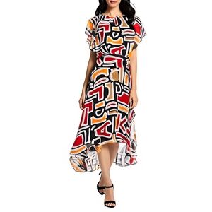 NW  KARL LAGERFELD PARIS Women's Printed High-Low Flutter-Sleeve Dress, Size 2